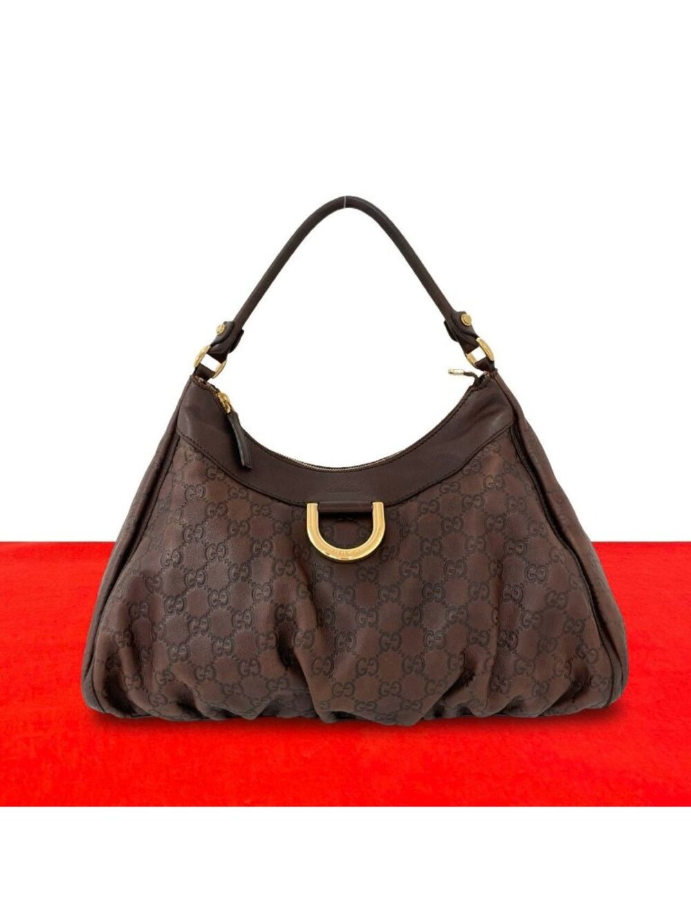Gucci Vintage Abbey Guccissima Leather Shoulder Bag Tote Brown